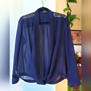 Wills Signature, L, Dark Blue Womens Blouse